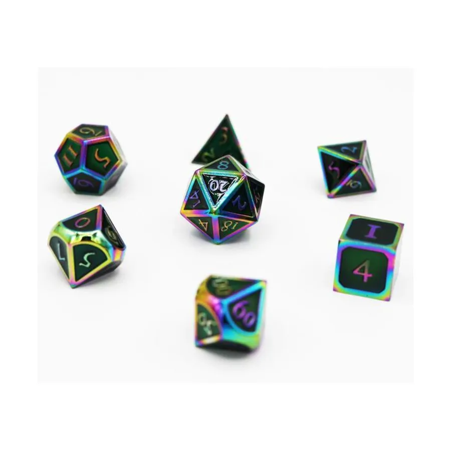 

Набор Poly — жженый опал с изумрудом (7), Dice Sets - Metal (Foam Brain Games)