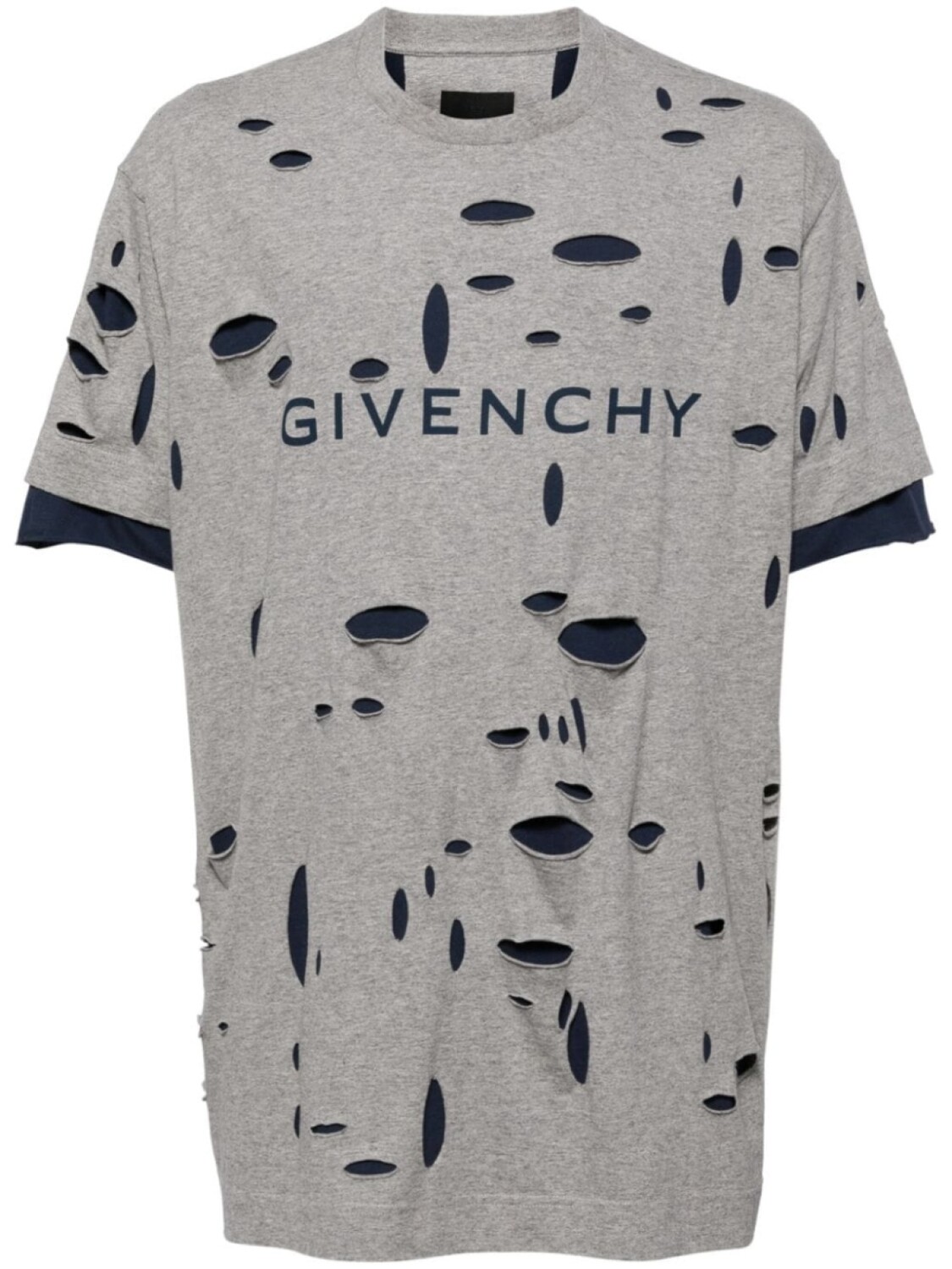 

Многослойная футболка с эффектом потертости Givenchy, серый