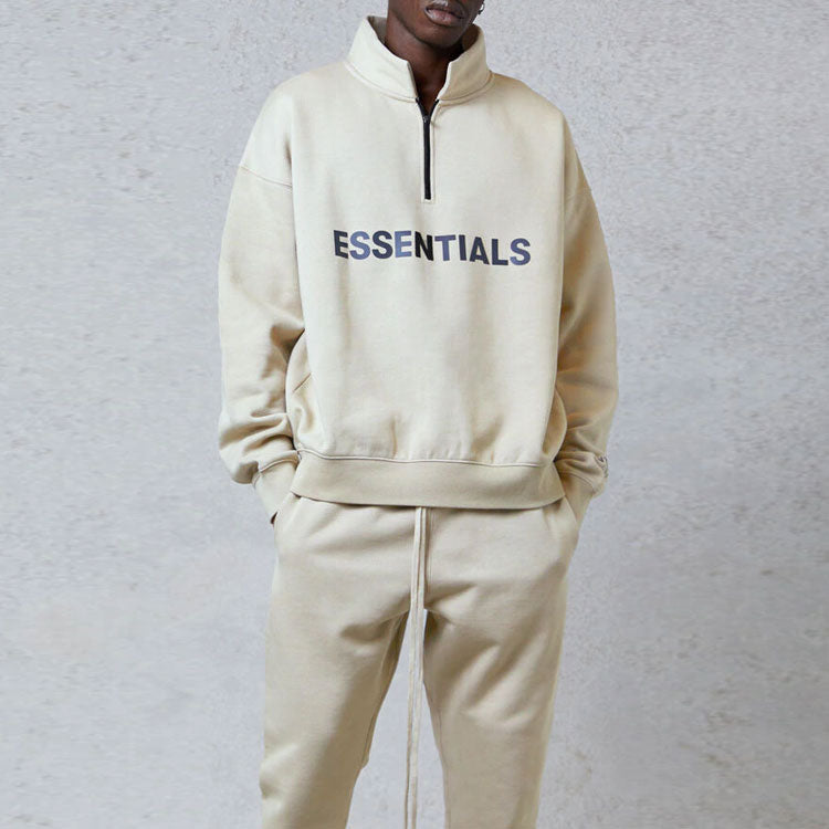 Спортивная толстовка Fear of God Essentials FW20 Half Zip Sweatshirt 'Cream' FOG-FW20-346, бежевый — фото 3