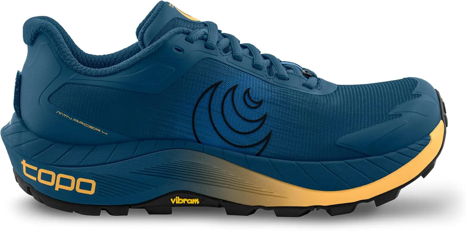 Мужские кроссовки Topo Athletic MTN Racer 4 с легкой конструкцией, удобные, с перепадом пятка-to-подошва 5 мм для трейлового бега, спортивная обувь для трейла, темно-синий/оранжевый — фото 4