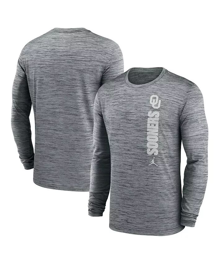 

Футболка мужская Heather Gray Oklahoma Sooners 2024 Sideline Velocity Performance с длинным рукавом Jordan