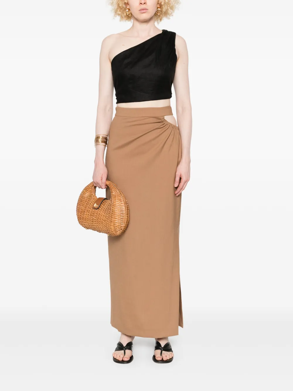 Юбка из вирджинской шерсти MAX MARA, коричневый — фото 2