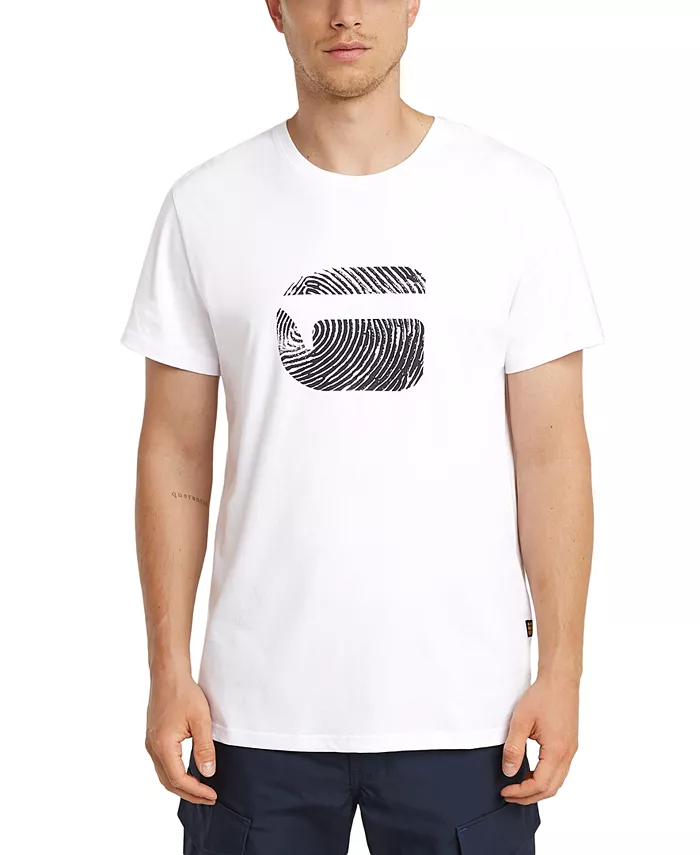 

Мужская футболка с коротким рукавом и принтом Fingerprint Logo G-Star Raw, белый