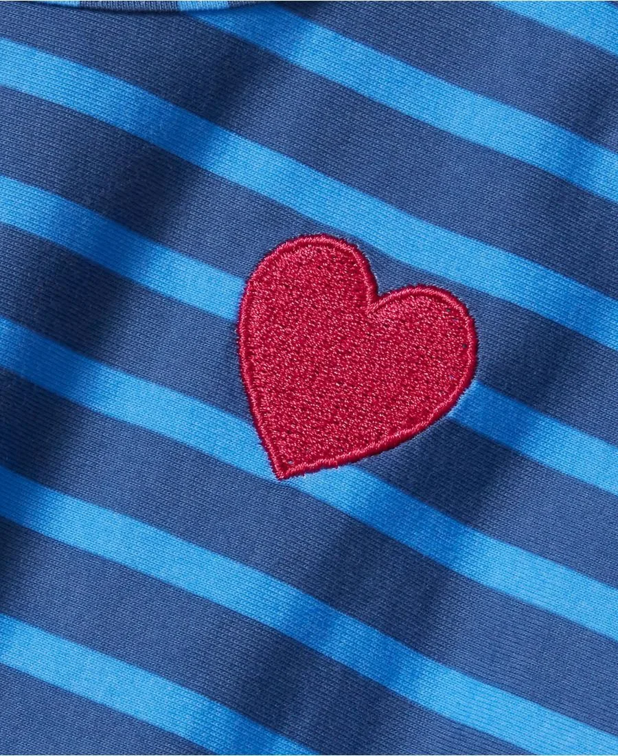 Детская туника с короткими рукавами и присборенной талией Lands' End, синий heart stripe — фото 2