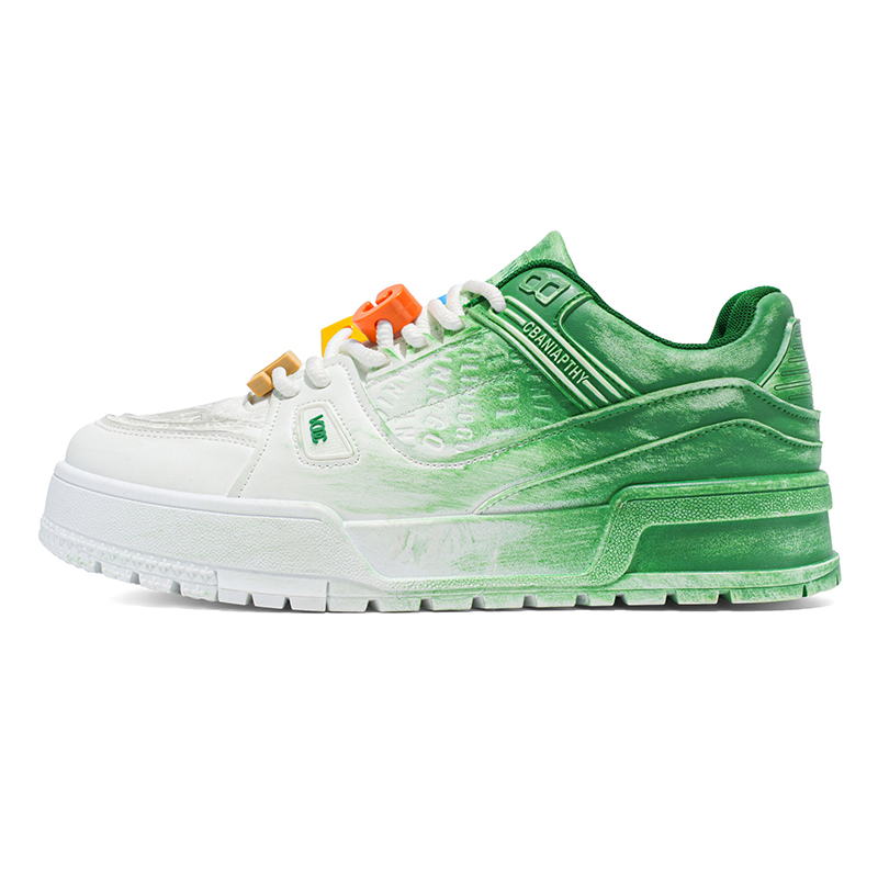 

Износостойкие дышащие низкие детские кроссовки для скейтбординга для подростков Kung Fu partners, белый/зеленый