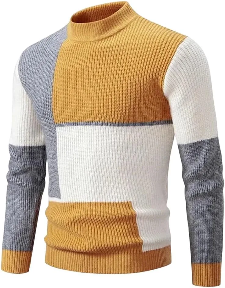 

Мужской разноцветный свитер с водолазкой