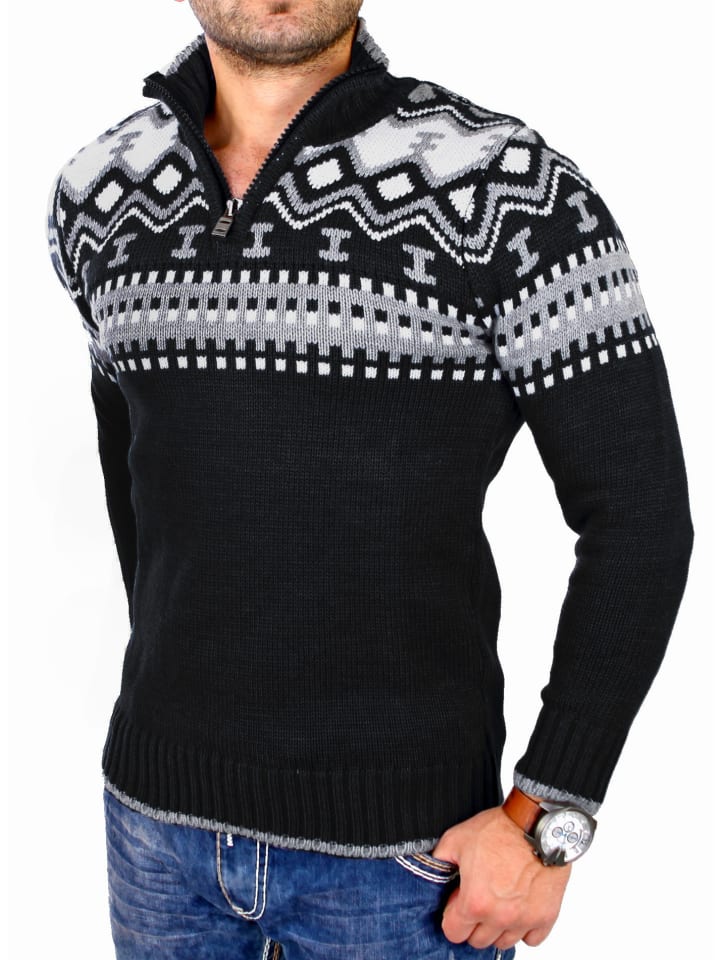 

Пуловер RESLAD Strickpullover Troyer Norweger, черный