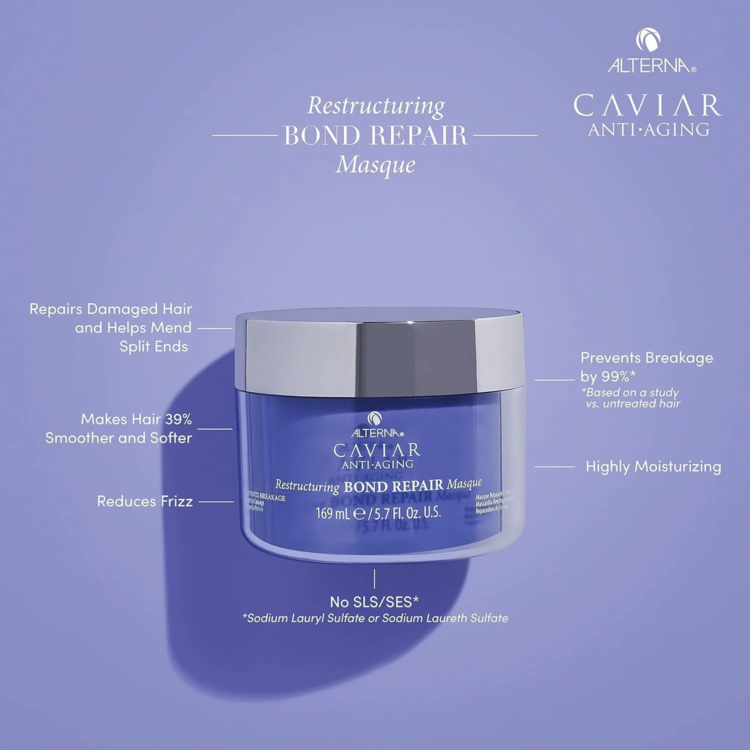 Восстанавливающая восстанавливающая маска для волос Alterna Caviar Anti-Aging Restructuring Bond Repair Masque, 170 г | Укрепляет и защищает поврежденные волосы, 170 г (1 упаковка) — фото 2