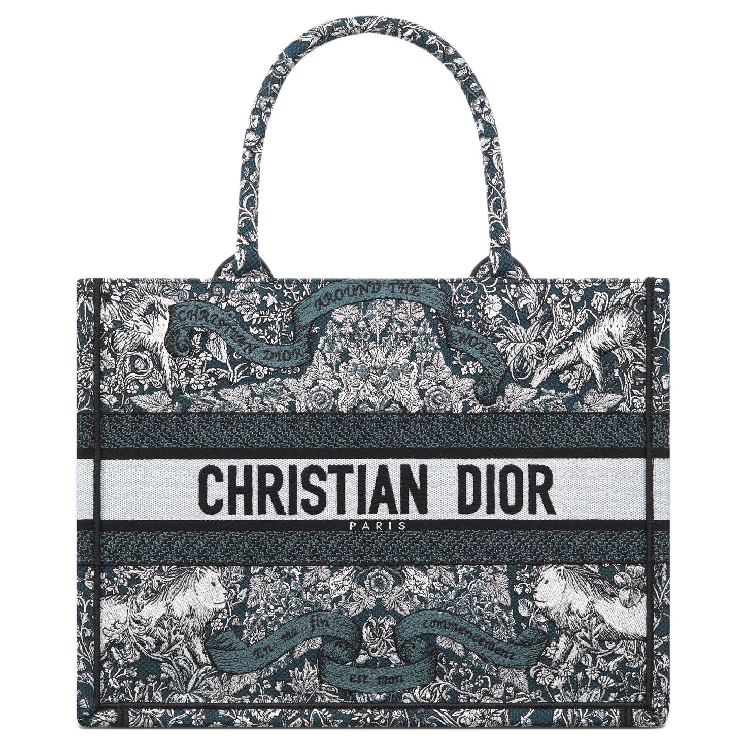

Сумка-шоппер из ткани BookTote, средний размер, женская, сине-белая DIOR