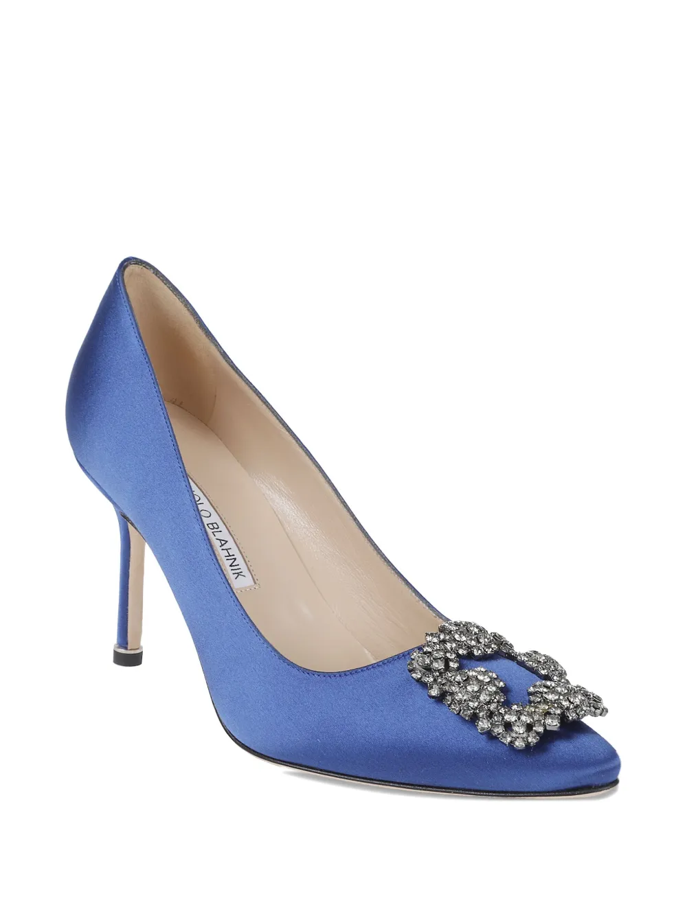 Туфли-лодочки на каблуке 90 мм, украшенные кристаллами Manolo Blahnik, синий — фото 2