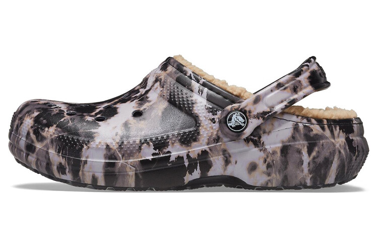 Сабо Crocs Classic Lined Bleach Dye Clogs 'Black White Beige'