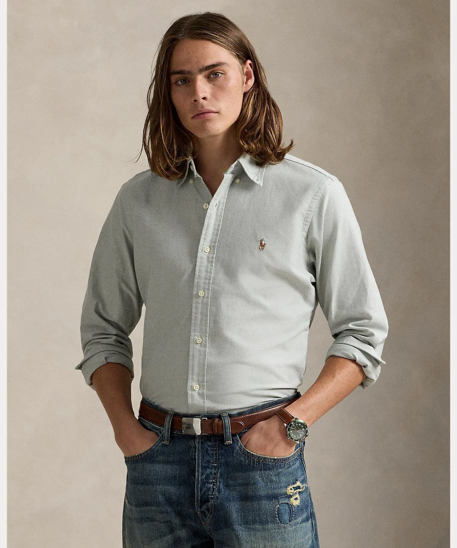 Классическая рубашка Оксфорд Polo Ralph Lauren, 300 Green