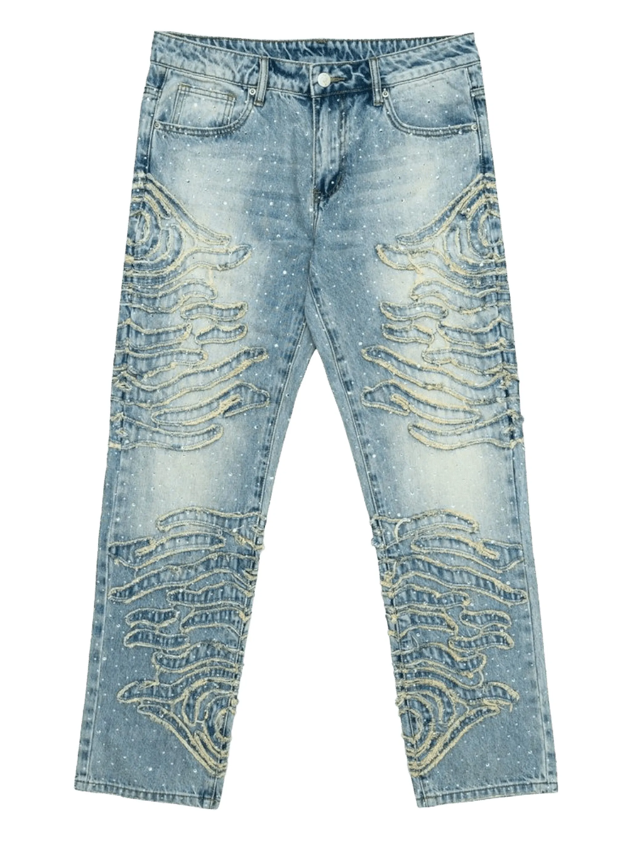 

Джинсы с зебровым узором и стразами Free Refills, синий