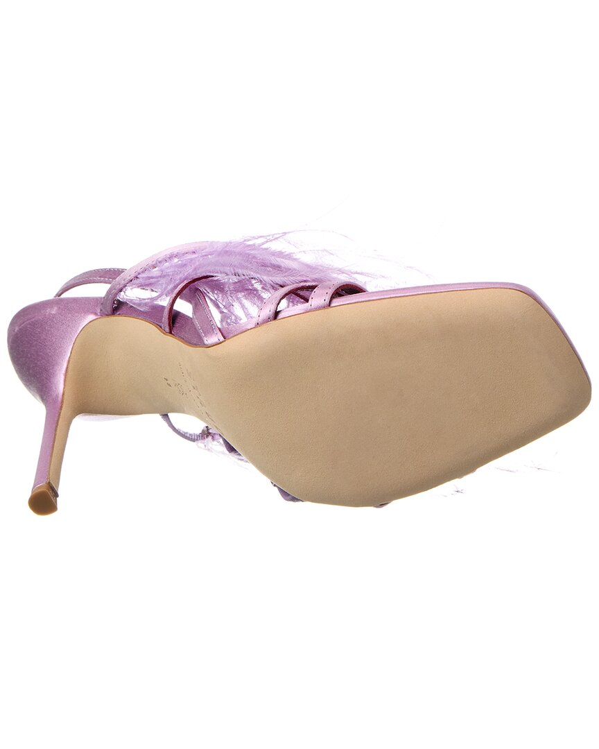 STAUD Anise Feather Satin Slingback Sandal, фиолетовый — фото 4