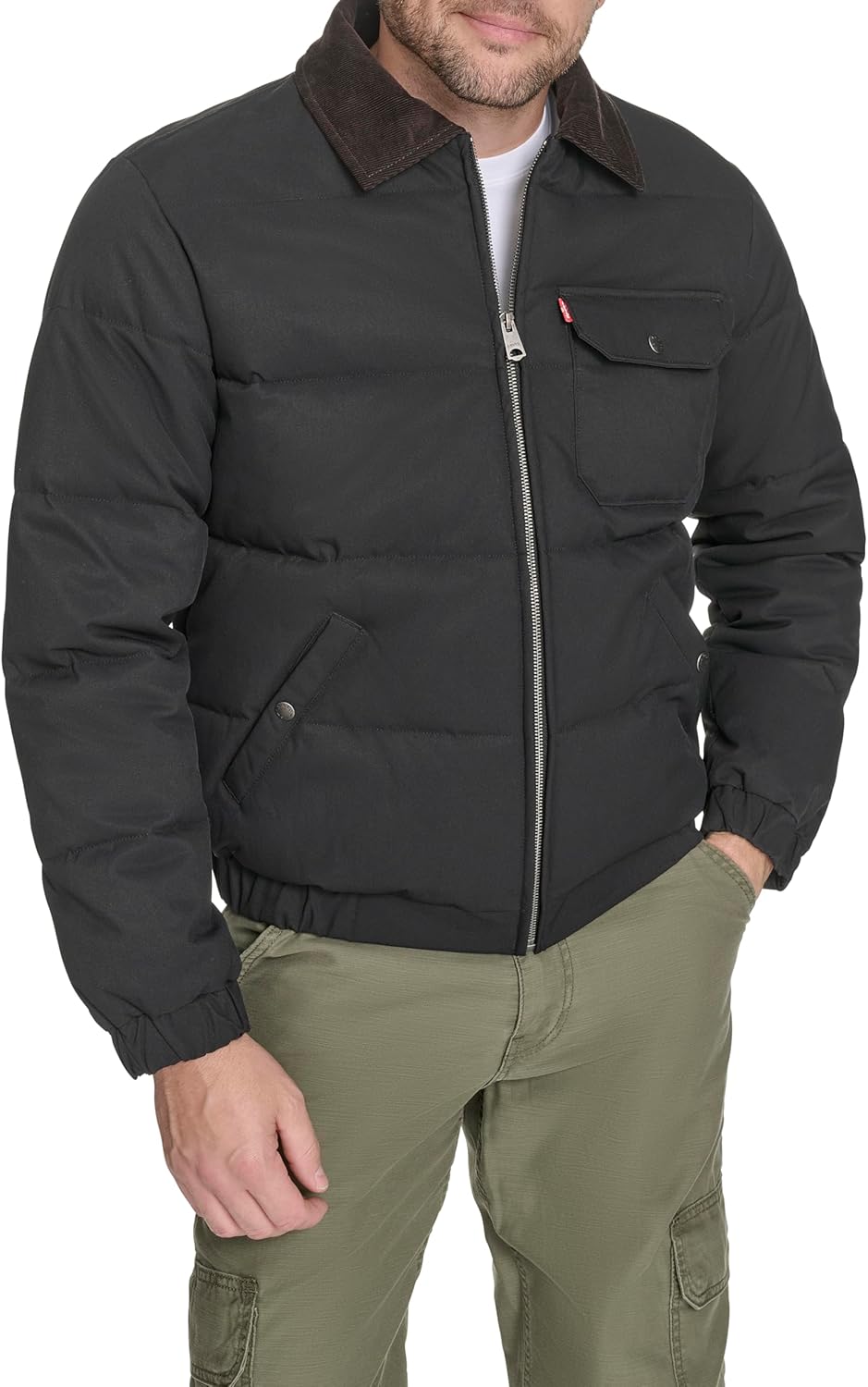 

Мужская стеганая куртка Levi's Depot с воротником из шерпы, Black