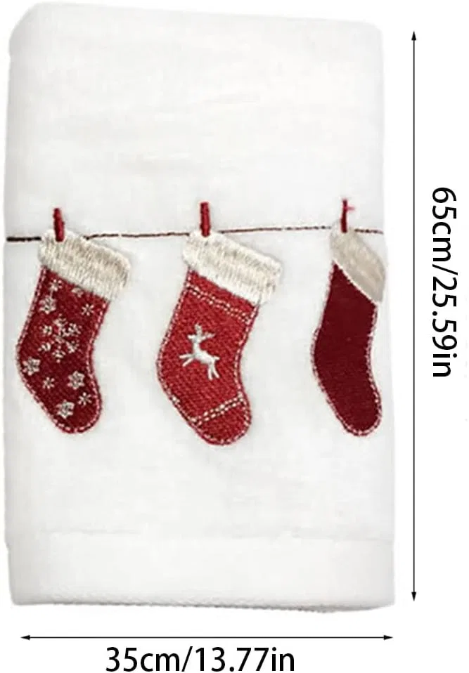 Полотенца для рук Christmas, 3 шт, хлопок, белые, MINGZHE — фото 2