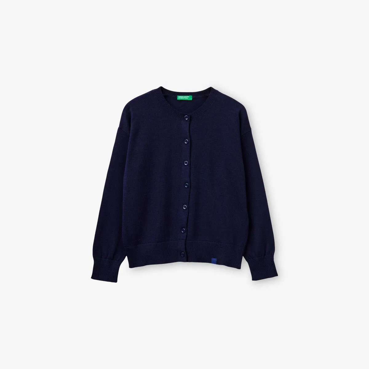 Кардиган с круглым вырезом из хлопка и модала, 6-13 лет Benetton, синий