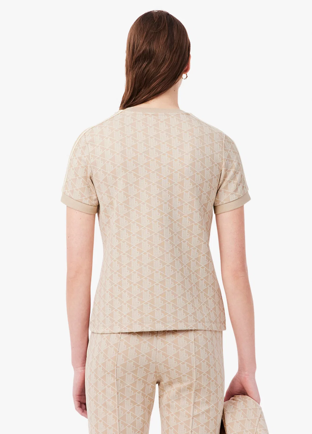 Футболка Lacoste Monogram slim fit, розовая — фото 3