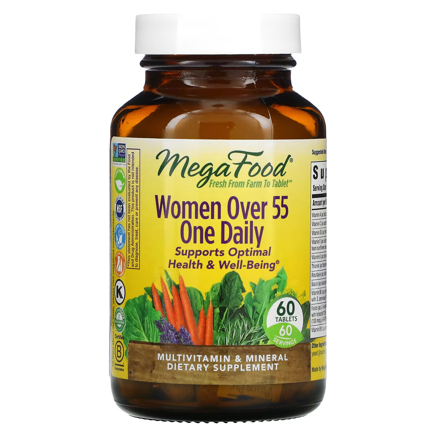 

MegaFood, Women Over 55, мультивитамины для женщин старше 55 лет, для приема один раз в день, 60 таблеток