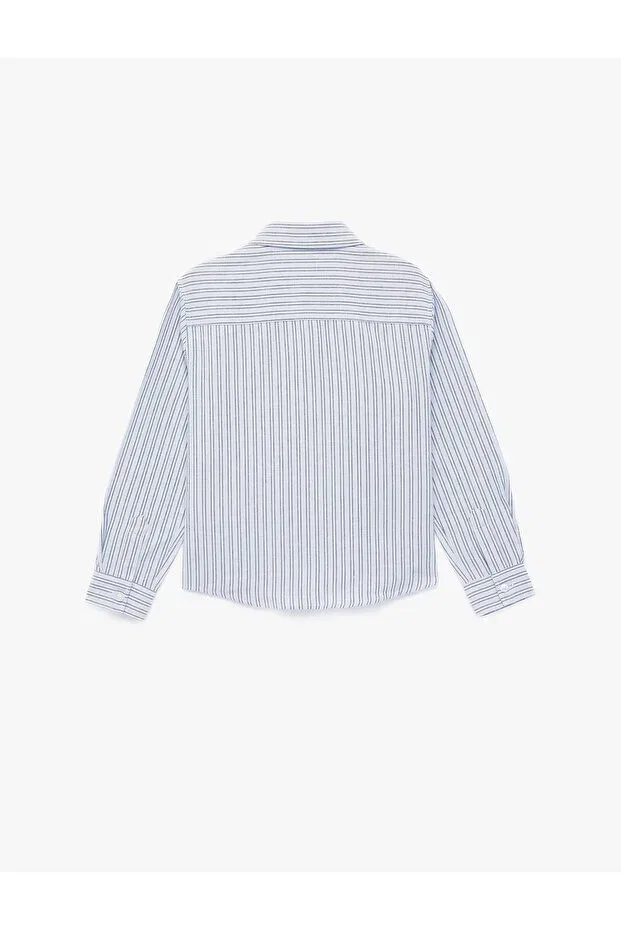 Детская рубашка для мальчиков с длинным рукавом Koton, Blue Striped — фото 3