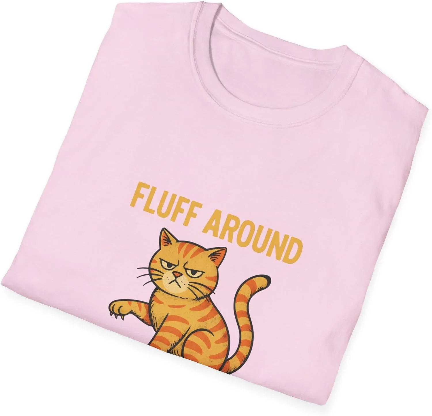 Женская футболка с принтом Fluff Around and Find Out, светло-розовый — фото 4