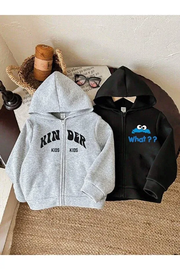Детский кардиган с принтом на молнии Morning Kids, Gray-Black
