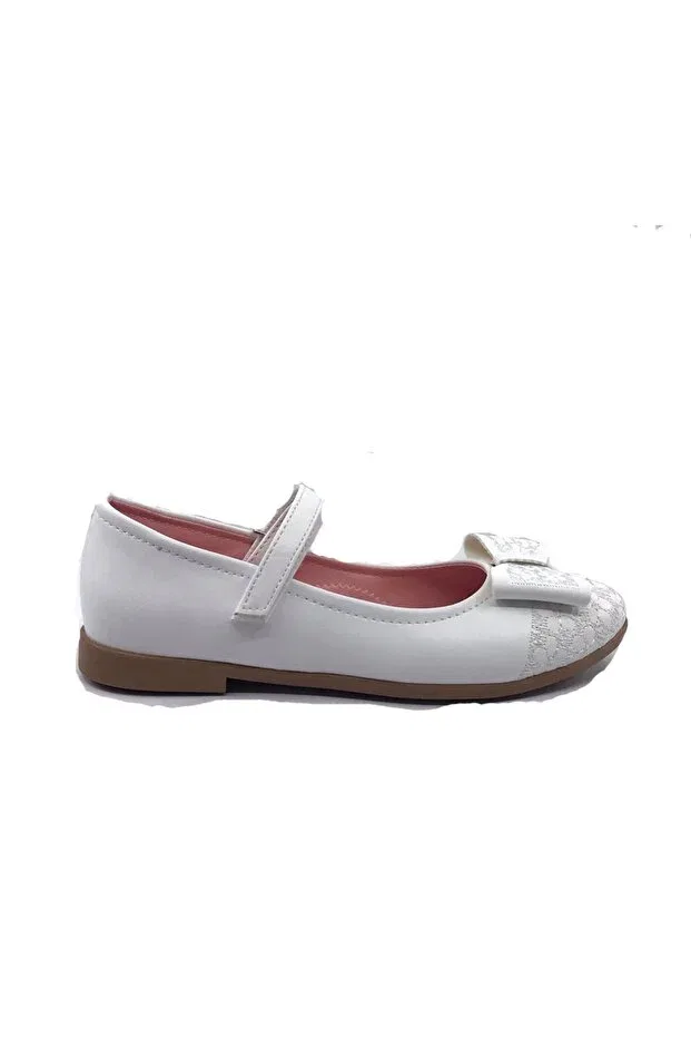 Детские балетки для девочек с бантом Sema, White