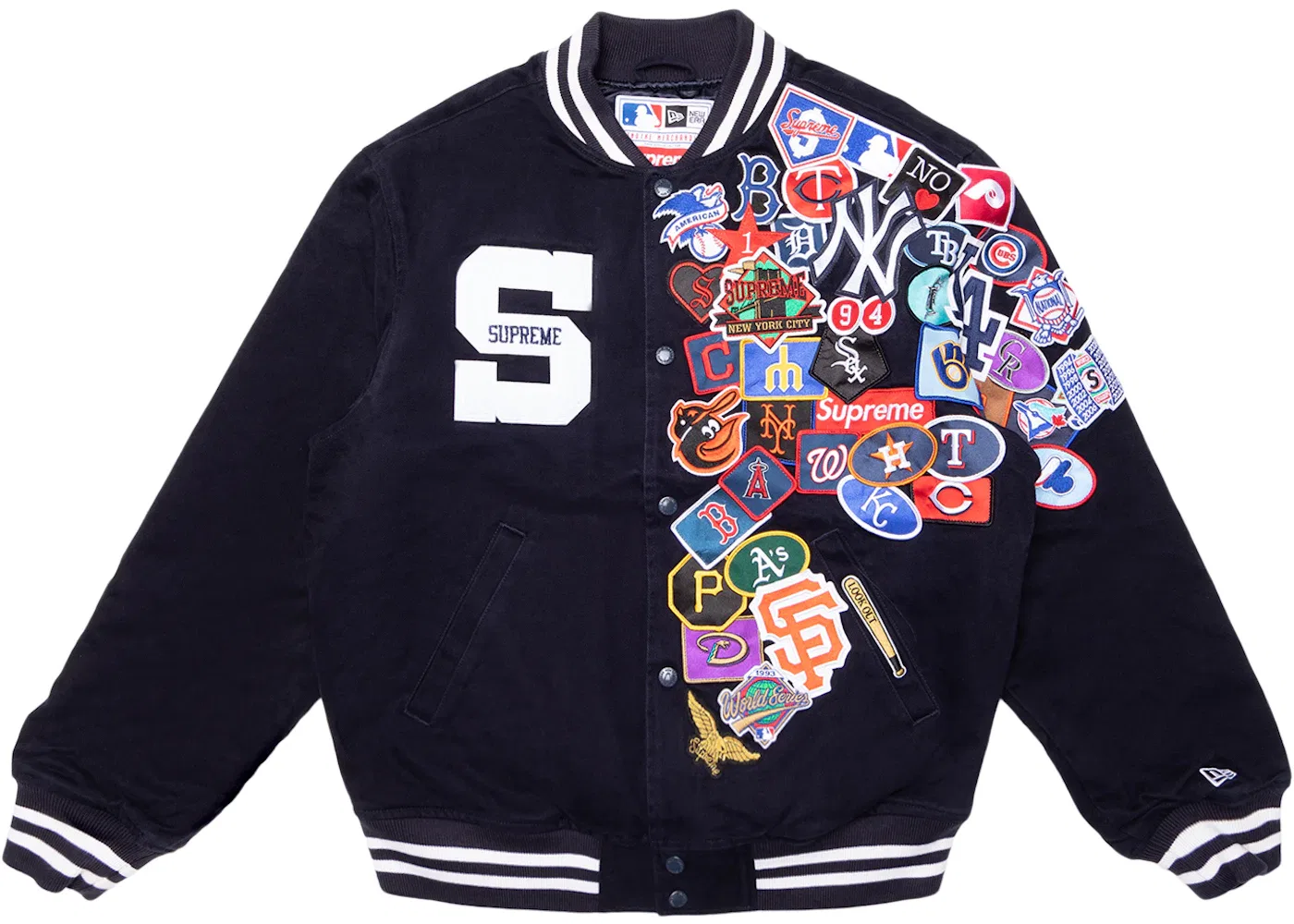 Мужская бейсбольная куртка с принтом Supreme Varsity Jacket Navy