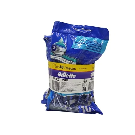 Бритвенный станок с двумя лезвиями Gillette Blue II Plus X, 30 шт.