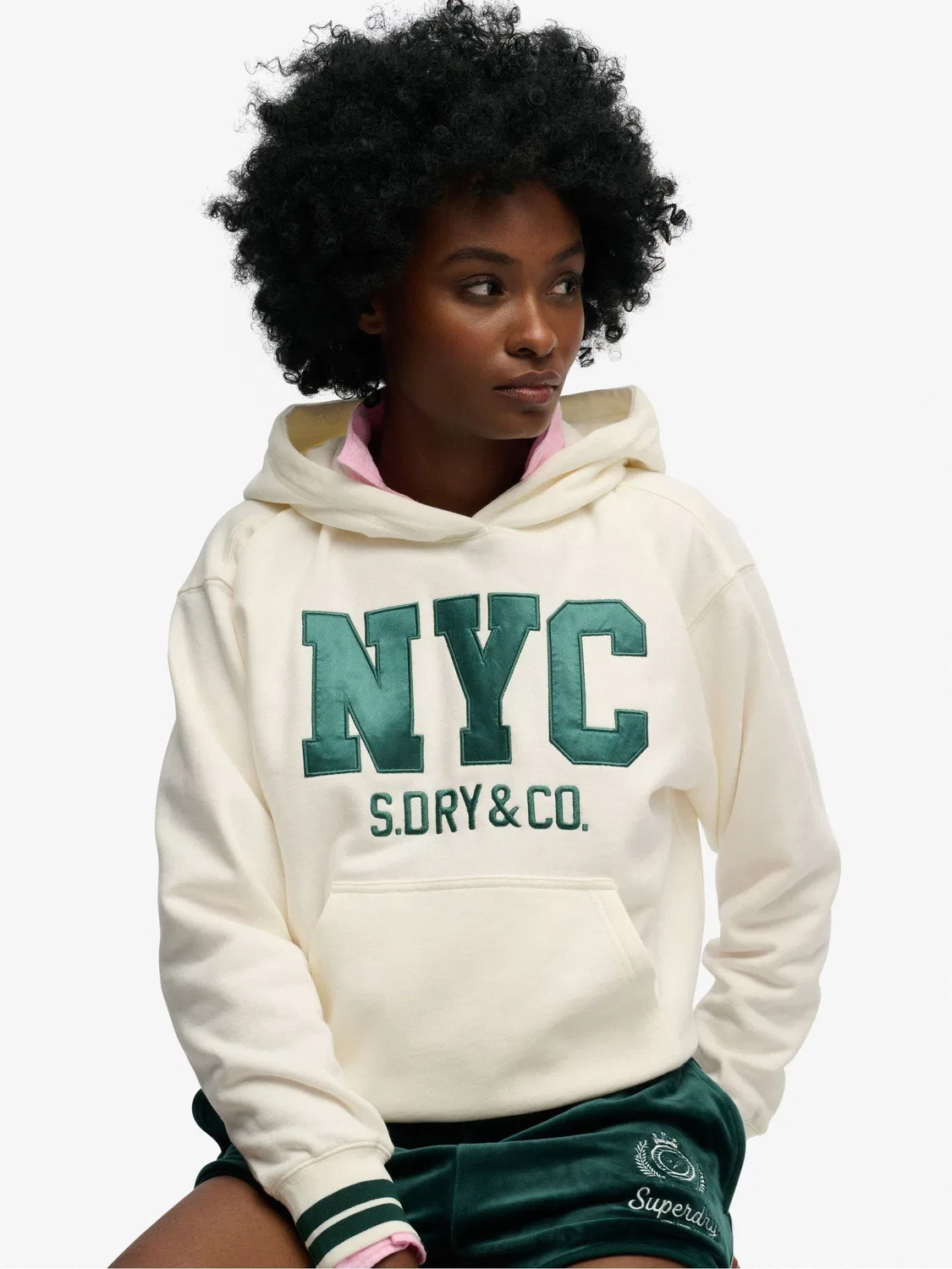 Худи оверсайз Country Club Varsity Superdry, кремовый