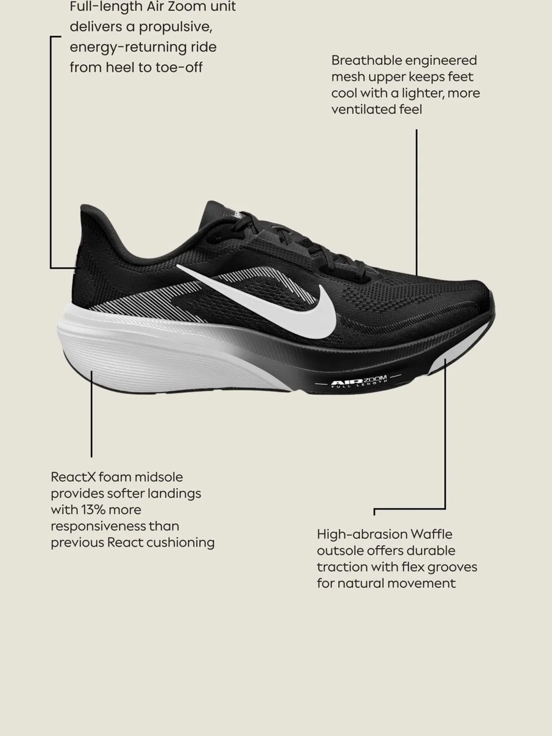 Кроссовки беговые Pegasus 42 Nike, серо-зеленый — фото 3