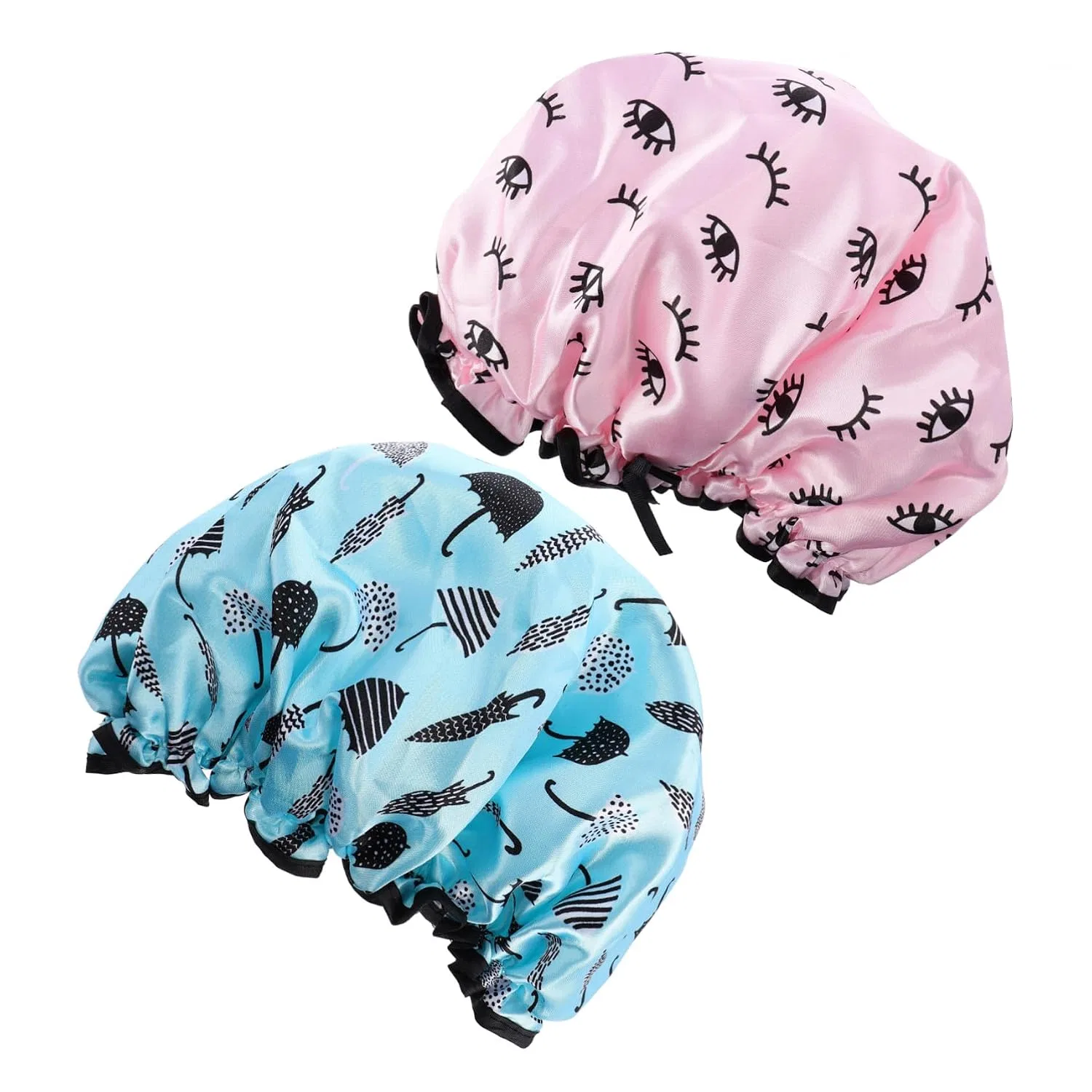 Шапочка для душаs 2-Pack PVC Elastic Anneome, 30x28 cm, Pink, Sky Blue