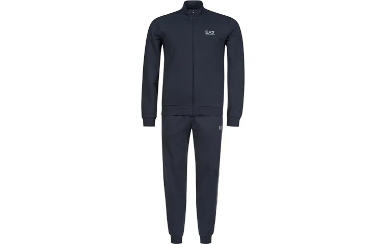 Мужской спортивный комплект из футера с принтом EMPORIO ARMANI, Marine Blue