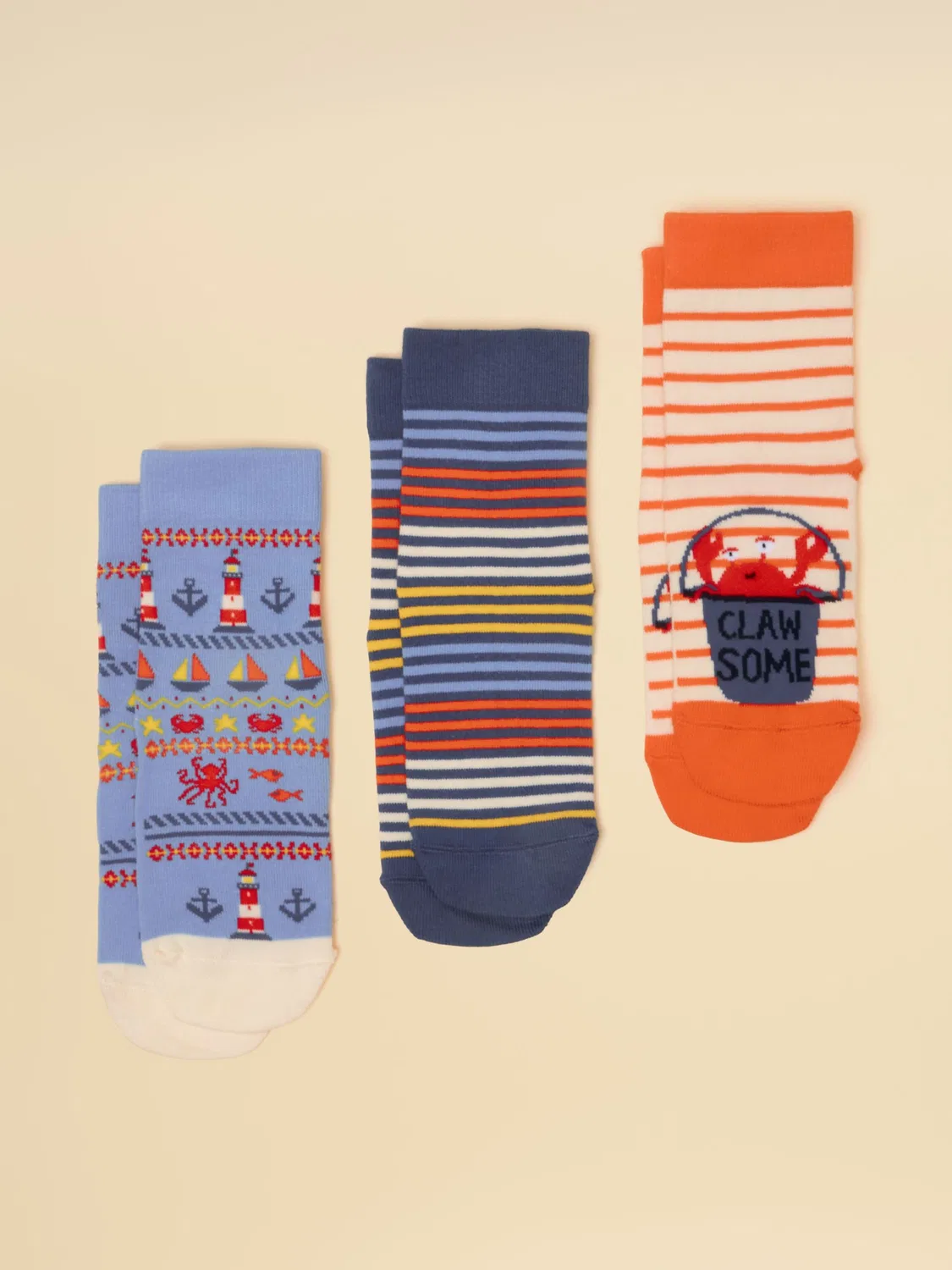 Носки детские, 3 пары, Neat Feet Joules, Blue Crab