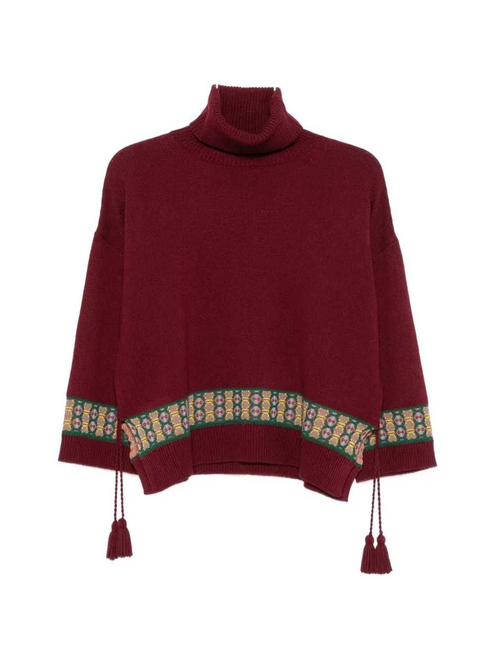 Свитер с геометрическим узором и кисточками Etro, красный