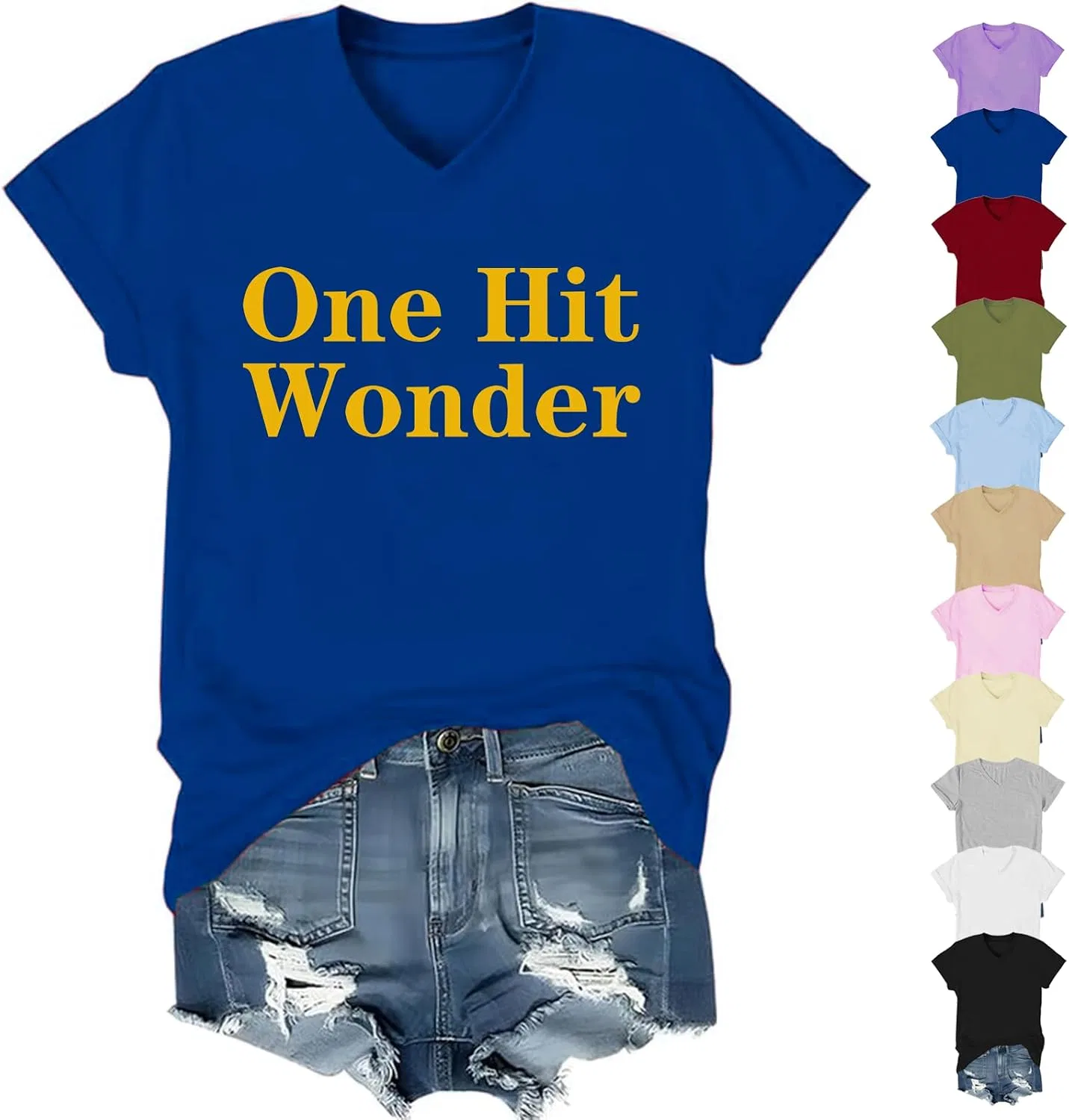 Женская футболка с V-вырезом Checkered One Hit Wonder, Sapphire Blue