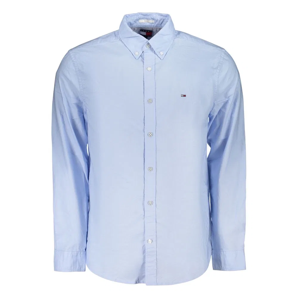 Мужская рубашка с длинным рукавом на пуговицах Azzurro Cotton Tommy Hilfiger, Blue