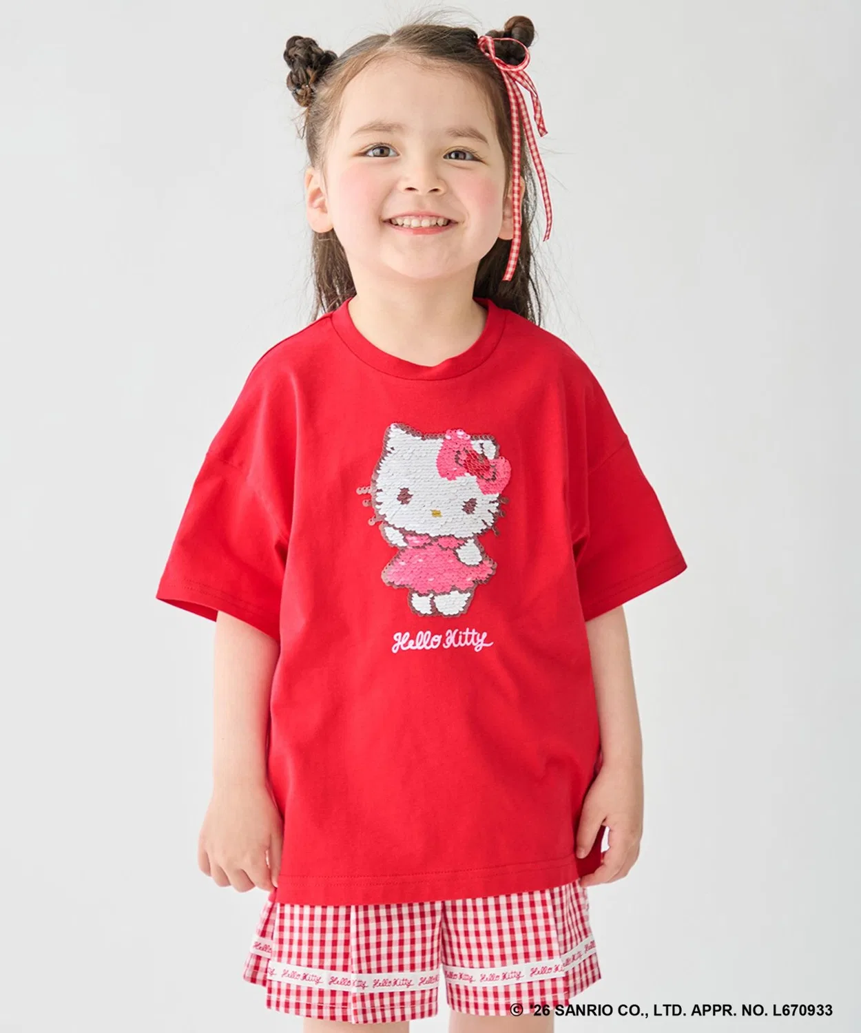 Детская футболка с контактной прохладой с принтом Hello Kitty и пайетками ANY, Red