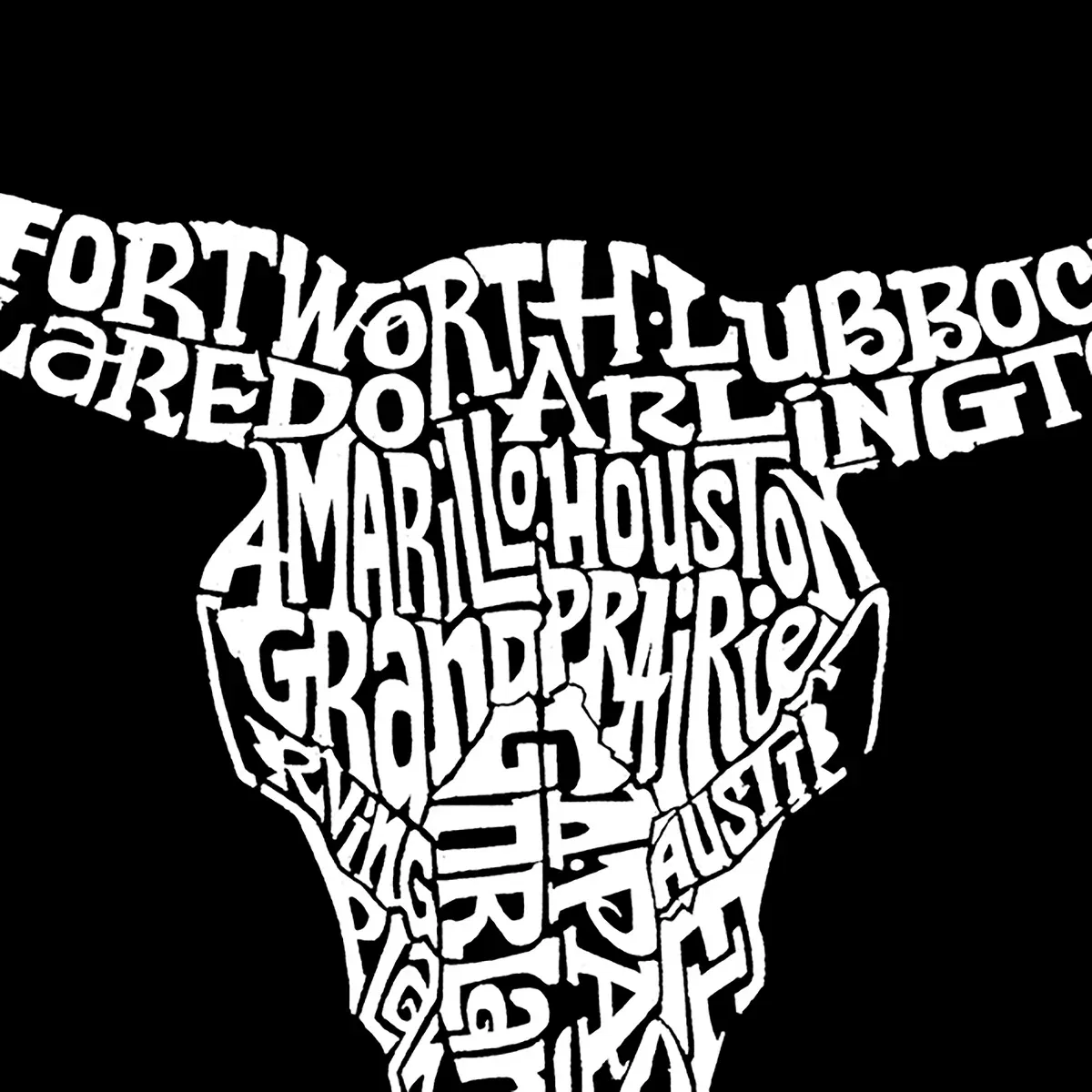 Детский худи с принтом Texas Skull LA Pop Art, Black — фото 3