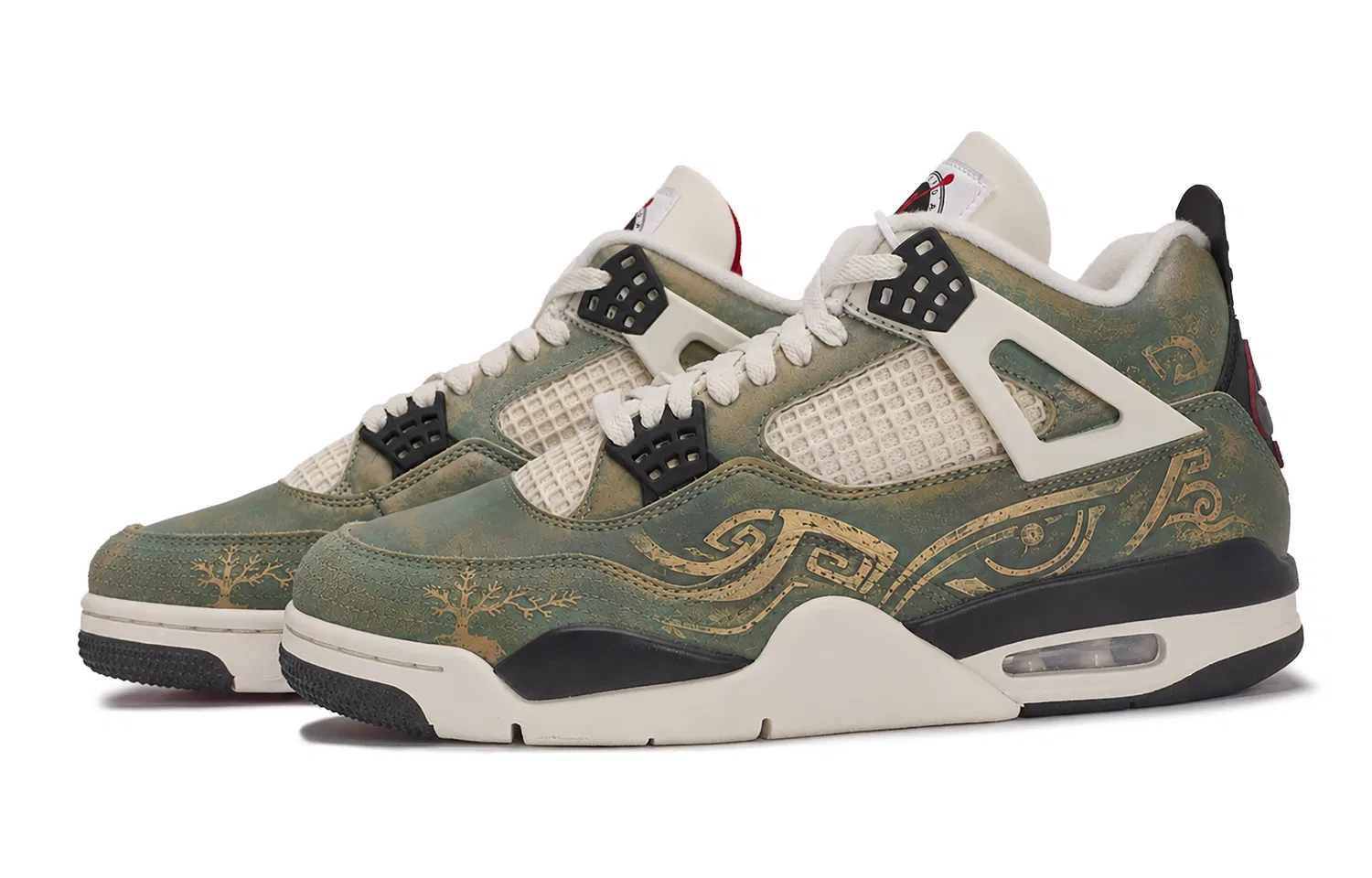 Детские кроссовки для мальчиков с принтом, модель Air Jordan 4 Retro OG Flight Club, Jordan, Bronze Gold Green — фото 4