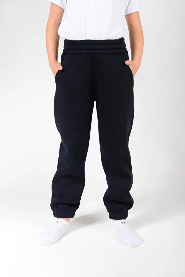 Детские спортивные штаны для девочек с начесом Kidspitircik, Navy Blue — фото 3