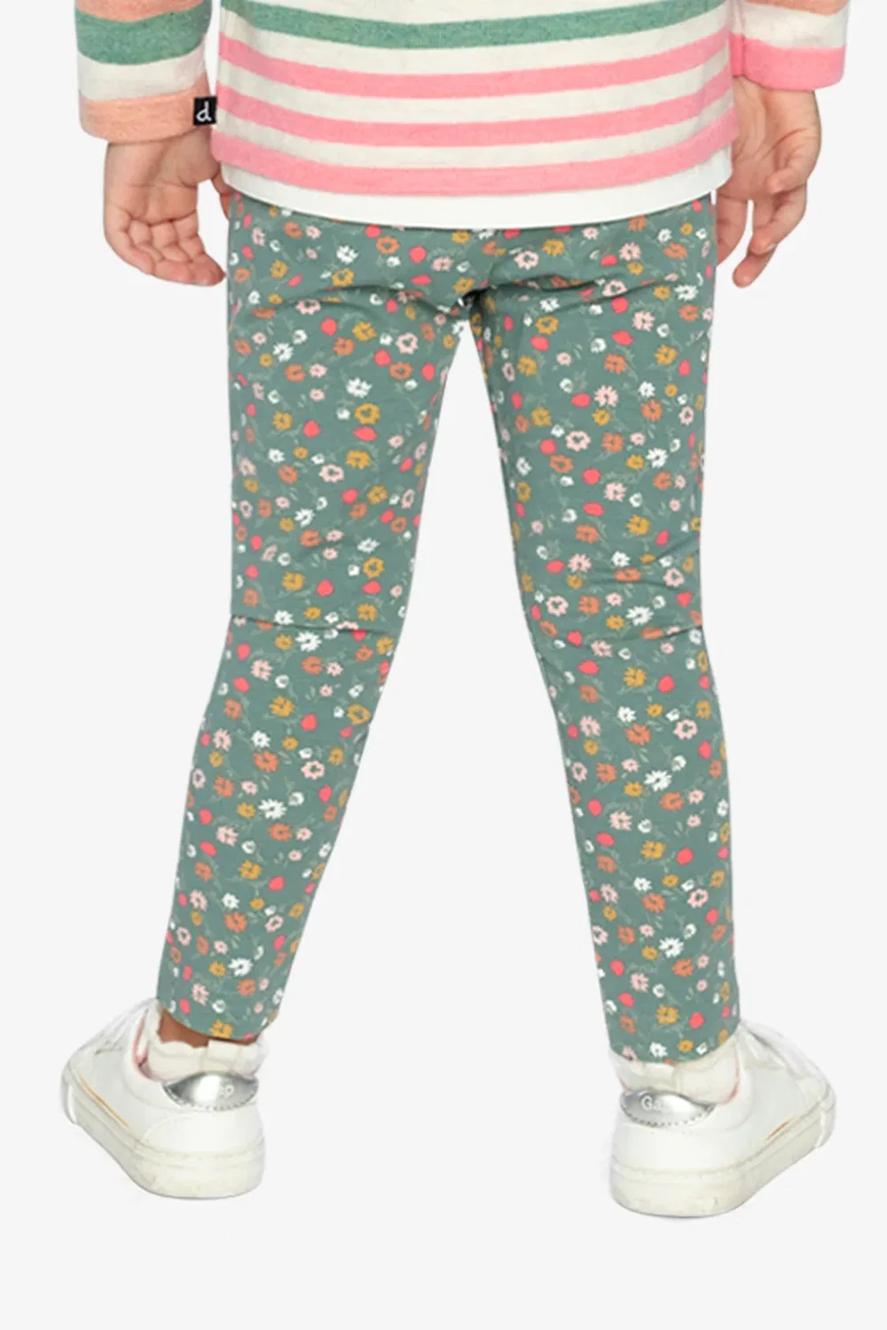 Детские леггинсы хлопковые с принтом Green Floral Print Deux par Deux, Green Floral Print — фото 4