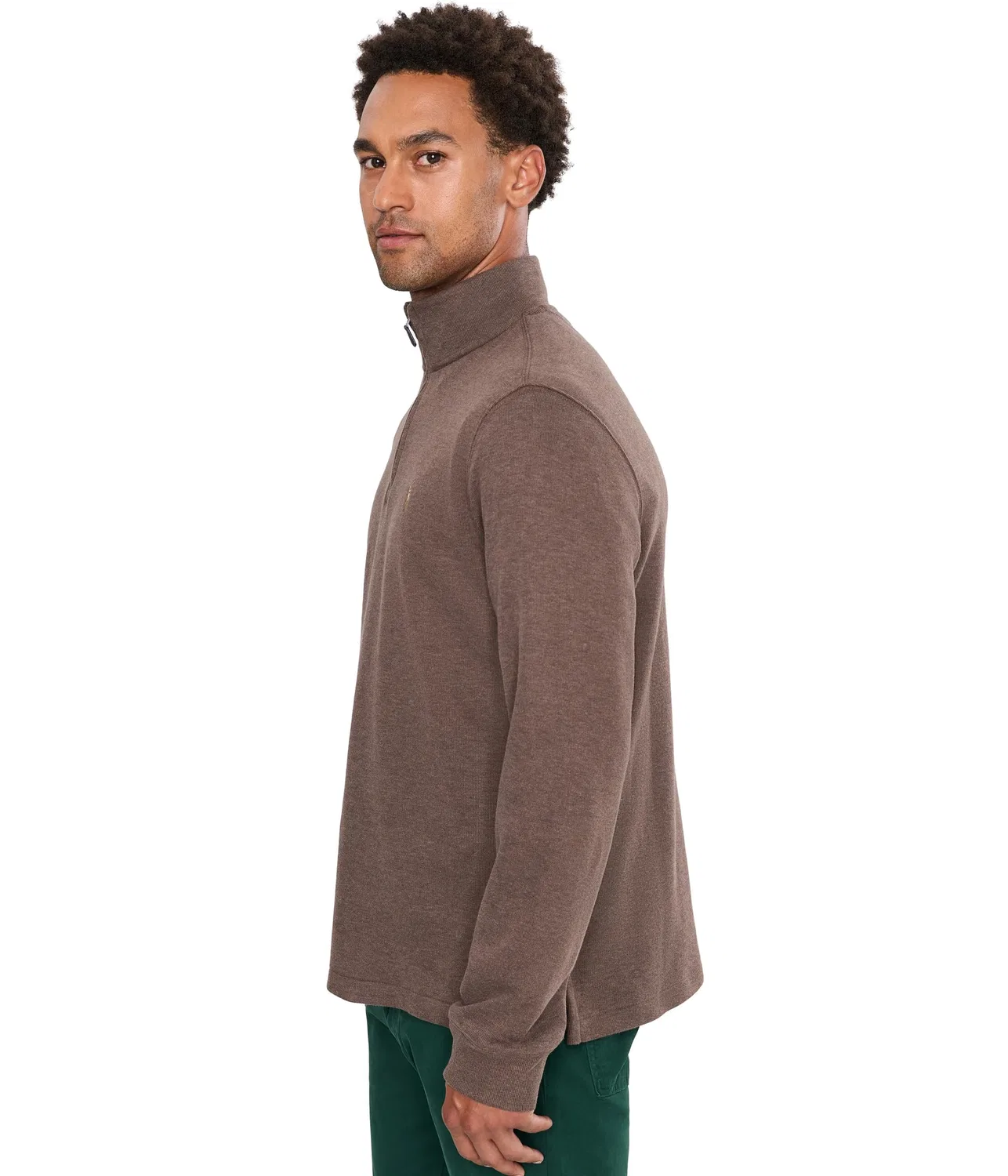 Пуловер Estate-Rib с застежкой-молнией на четверть длины Polo Ralph Lauren, Nutmeg Brown Heather — фото 3