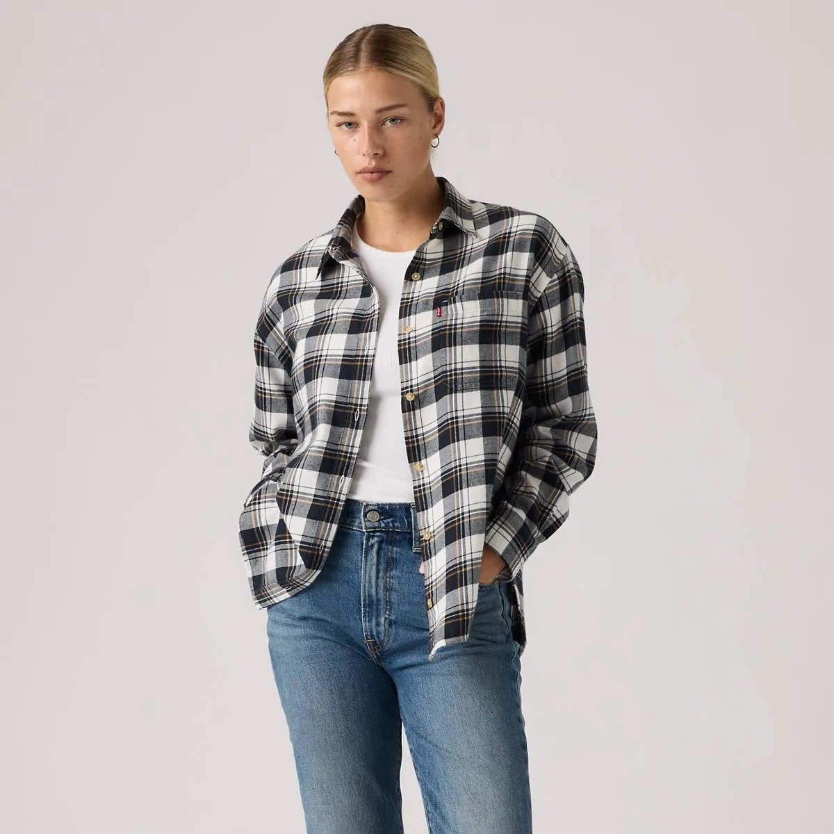Фланелевая рубашка на пуговицах Nash Levi's, Caro Plaid Anthracite Night - Black — фото 3