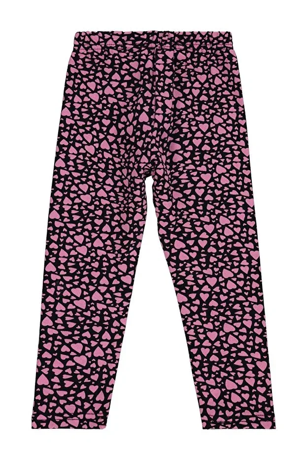 Детские леггинсы для девочек с принтом Heart Patterned Tights Civil Girls, Black-Pink — фото 2