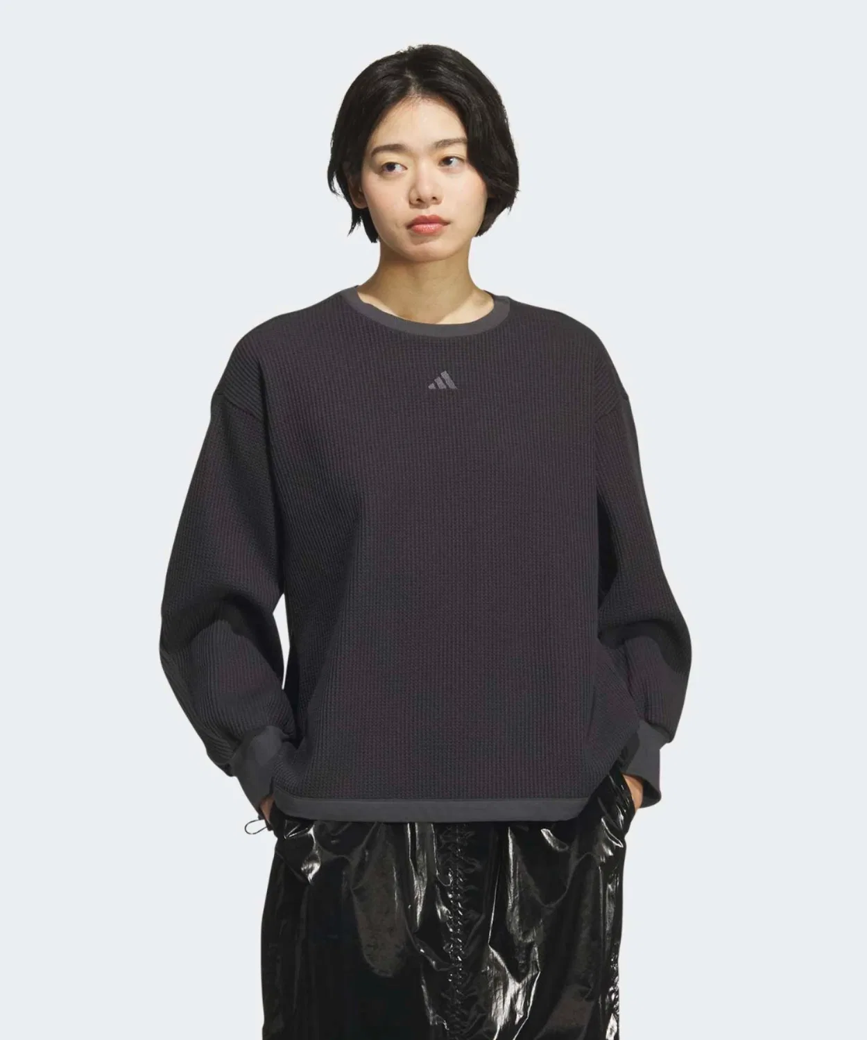 Женская футерная футболка с длинным рукавом свободного кроя, модель Lax Flow All Days Adidas, Black