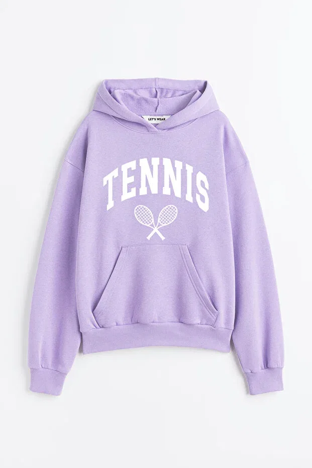 Детское худи для девочек с принтом Tennis Printed Premium 3 for Kids. Thread Compact Let'S Wear, Lilac