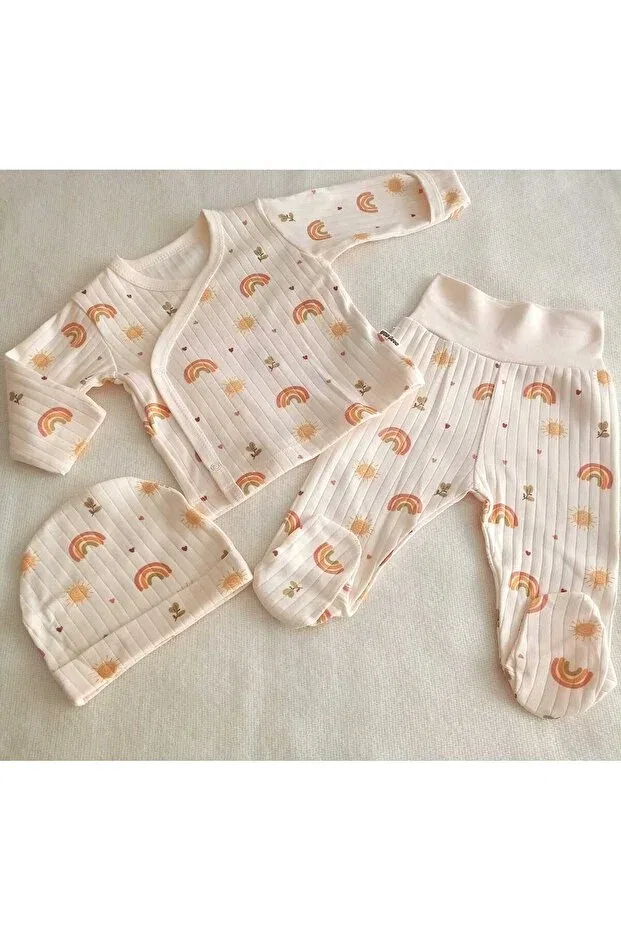 Детский комплект для новорожденных хлопковый Rainbow Pattern Viamaris, Ecru