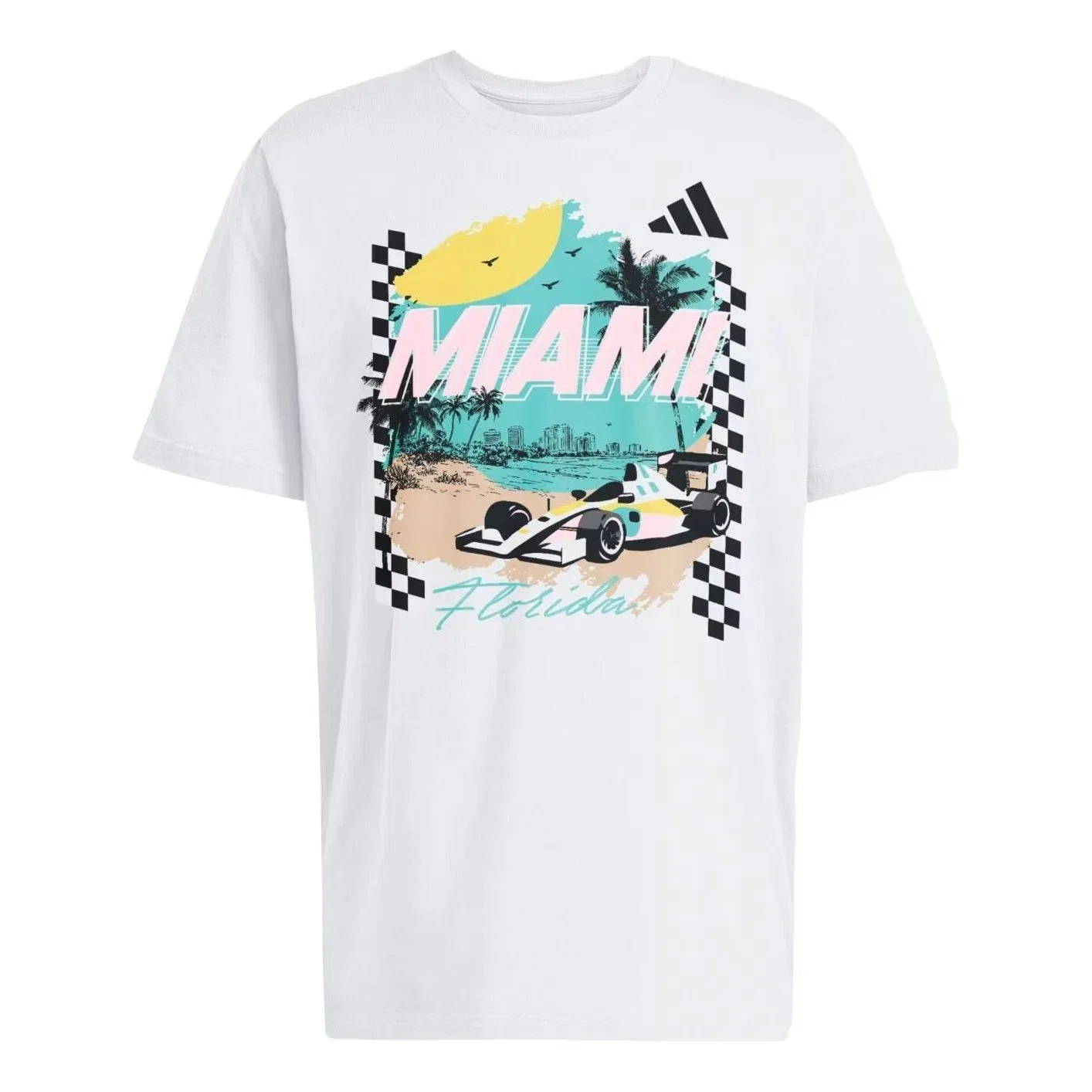Мужская футболка с принтом Miami Race Adidas, белый