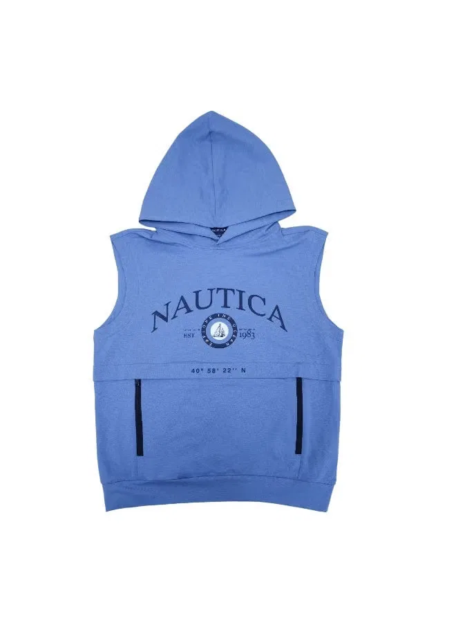 Nautica Худи детское с принтом и молниями, синее — фото 2